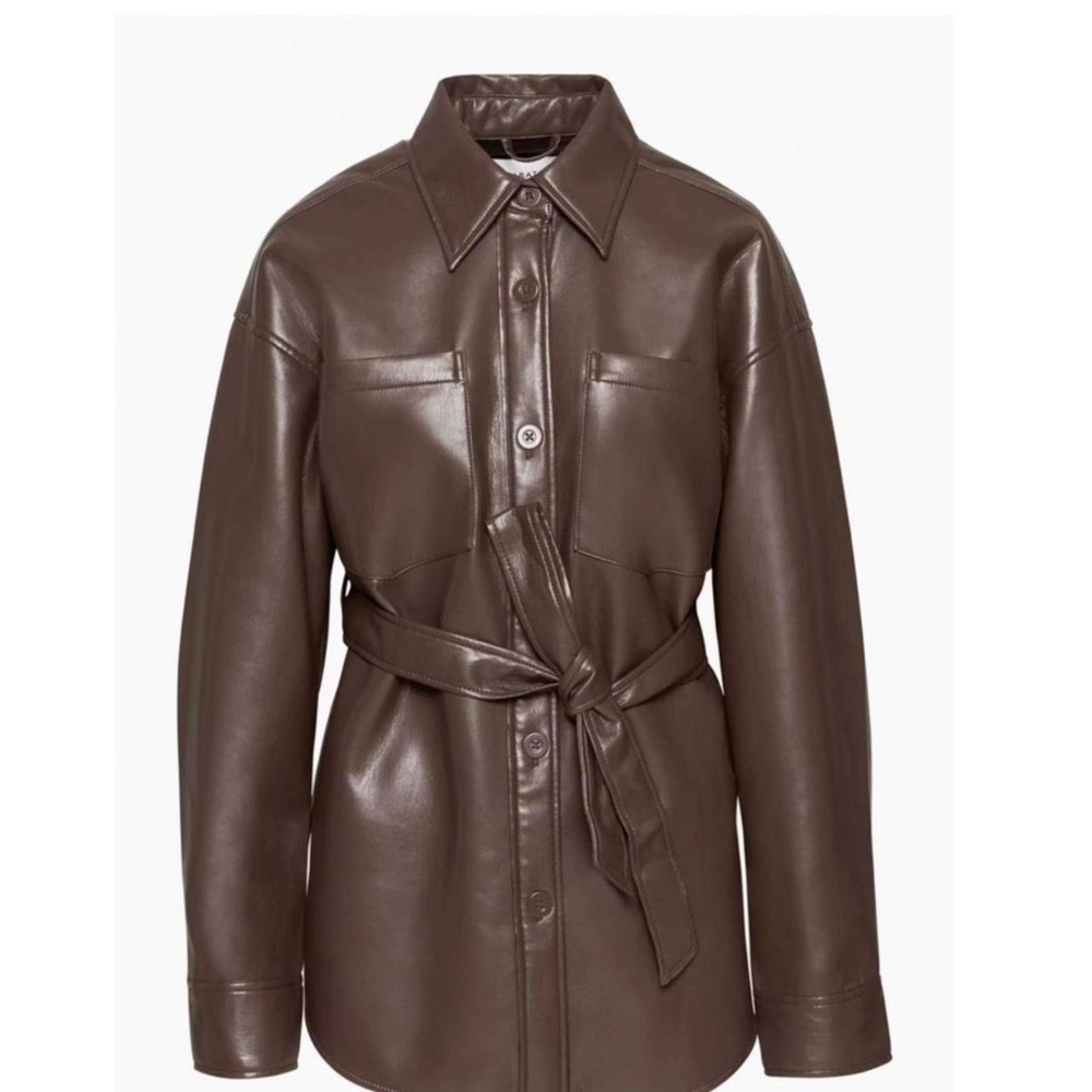 Aritzia Babaton Ava Faux Leather Jacket in Coffee Bean
